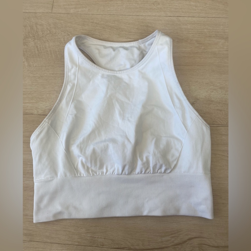 White High neck Lululemon Sports Bra Size 8